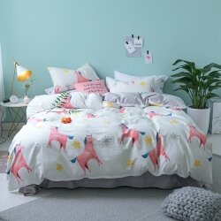 Комплект постельного белья Pink Unicorns (двуспальный-евро)